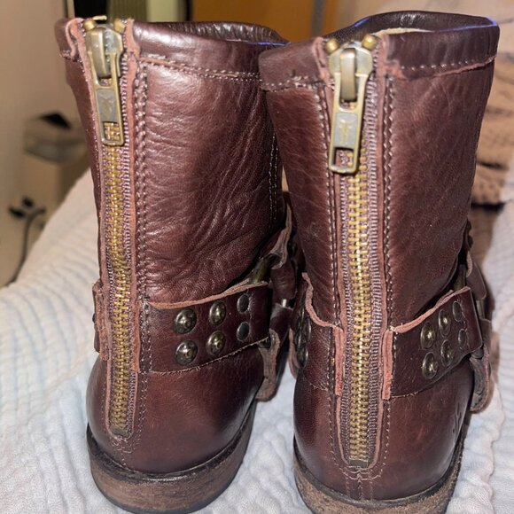 Fyre Womens Boots Size 9 Brown Phillip Harness Studded Ankle Leather Casual - Picture 10 of 15